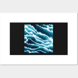 Hyperrealistic blue ocean waves Posters and Art